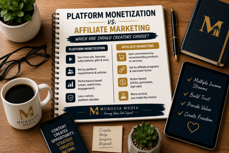 Comparison of platform monetization and affiliate marketing for creators.
