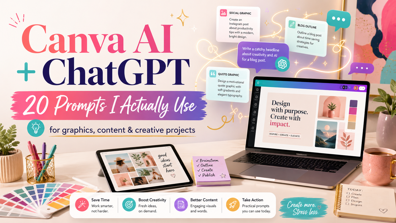 Canva AI + ChatGPT: 20 Prompts I Actually Use